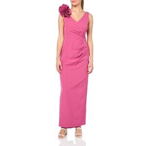 NWT JS Collections Women's Elliot Bateau Neck Gown, Rose Violet Pink SIZE 14